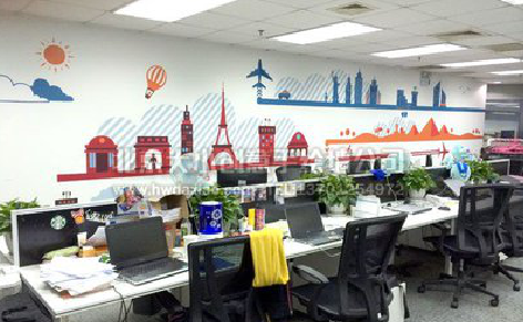 雷山教你设计办公室墙绘的方法。